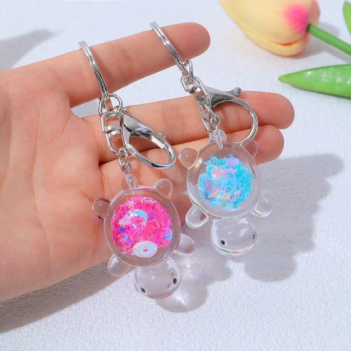 Wholesale Transparent Acrylic Turtle Keychain Padded Doll Pendant Girl Bag Pendant