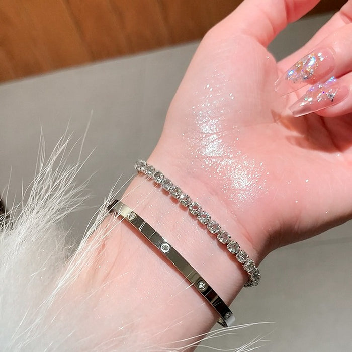 Wholesale Diamond titanium steel bracelet, high-end sensory ring bracelet, silver bracelet, light luxury niche bracelet, zircon jewelry