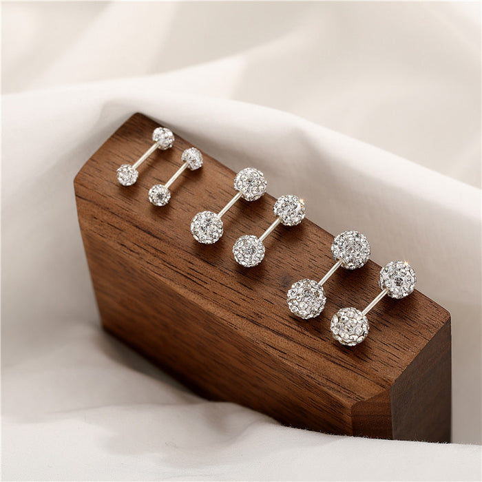 Wholesale Silver sparkling diamond ball with hanging earrings, simple and niche design, exquisite ear bone studs and earrings