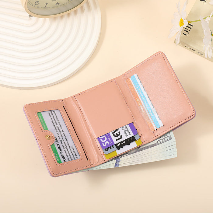 Wholesale Stylish Embroidered Love Short Wallet for Women PU Leather Trendy Accessory MOQ:3