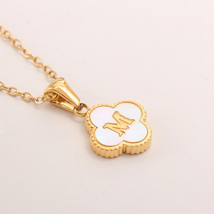 Wholesale gold-plated letter necklace women four-leaf letter pendant necklace jewelry