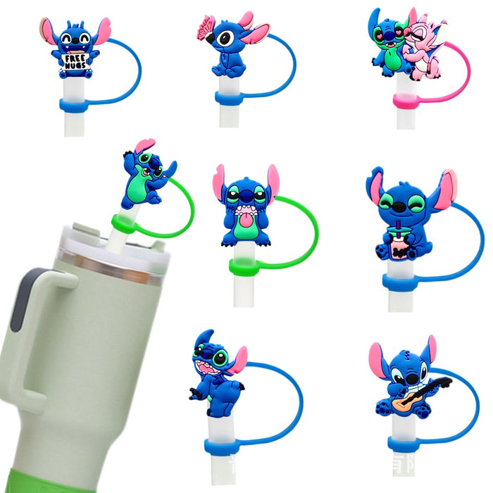 Wholesale Soft plastic straw cap, handle cup, reusable cup, straw cover, cute decorative dust cap
