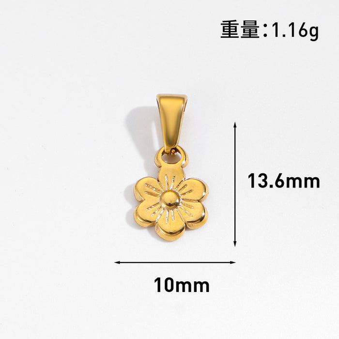 Wholesale 6pcs/set DIY Pendant Stainless Steel Plated 24K Gold Flower Heart  Geometric Jewelry Accessories