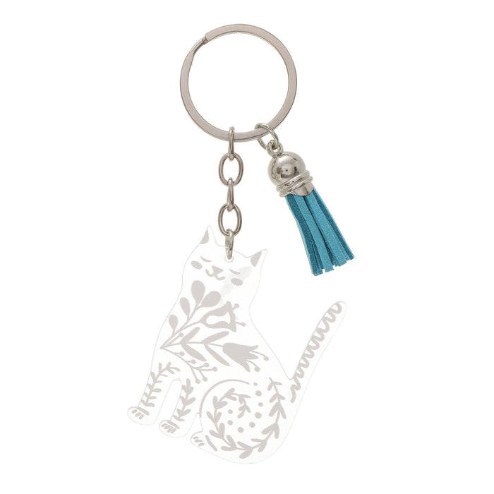 Wholesale Kitten Transparent Acrylic Tassel Pendant Keychain JDC-KC-RongRui043