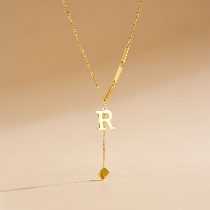 Wholesale Stainless Steel Necklace with Long  Block-Letter Tassel Pendant