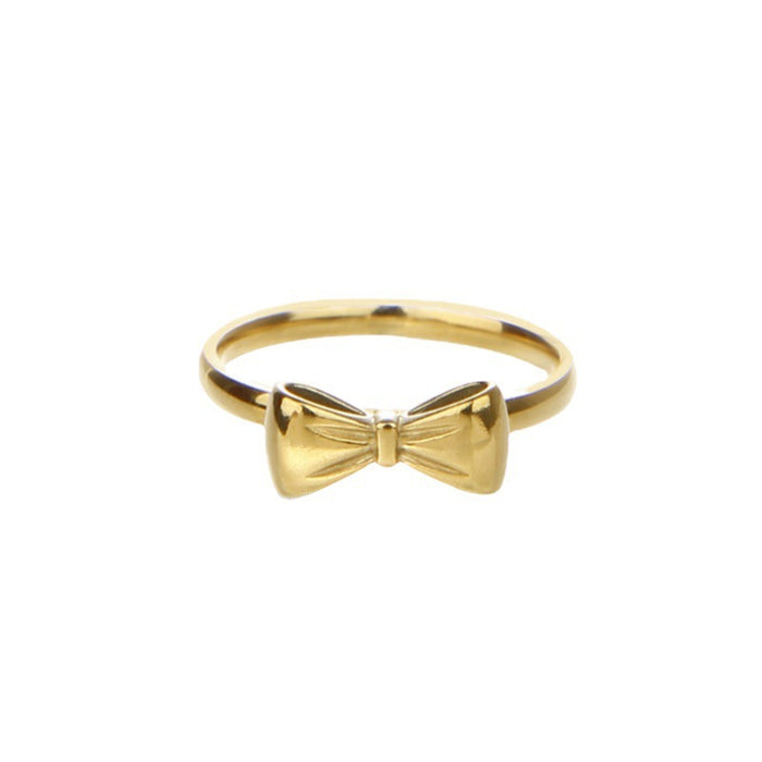 Wholesale Bow Titanium Steel Titanium Steel Plated 18K Gold Ring JDC-RS-YXi002