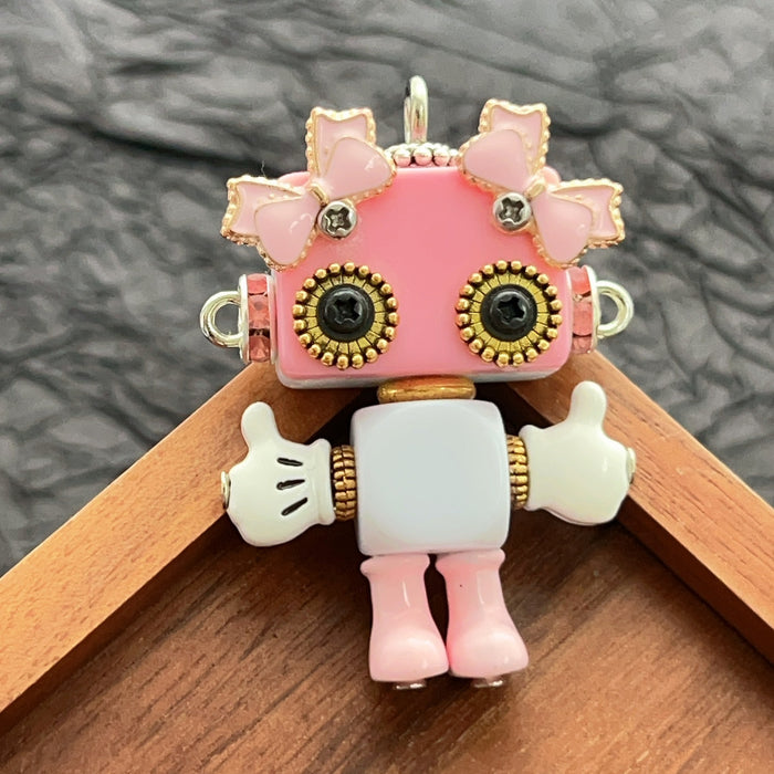 Wholesale Wooden Punk Robot Necklace DIY Accessories Pendants Keychain
