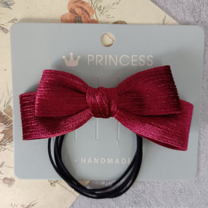 Wholesale Autumn and winter high-elastic multi-strand head rope burgundy velvet bow tie hair ring Oak hair rope rubber band