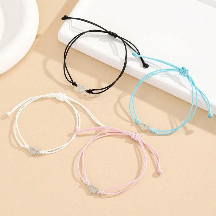 Wholesale Glowing heart-shaped luminous lucky knot braided bracelet for couples