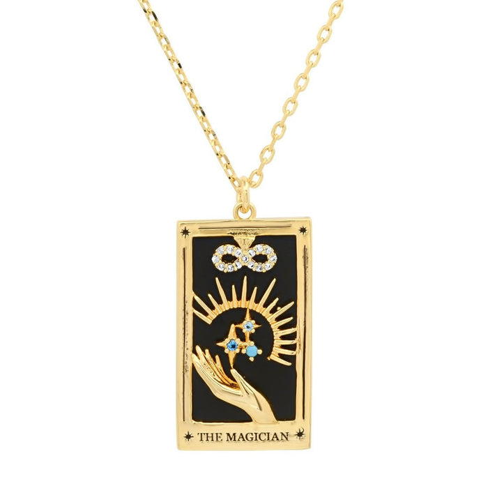 Wholesale Copper Tarot Sun Moon Star Enamel Pendant Necklace Trendy Jewelry Accessory