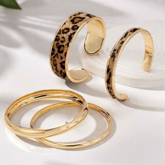 Wholesale Cool leopard bracelet smooth stacked bracelet