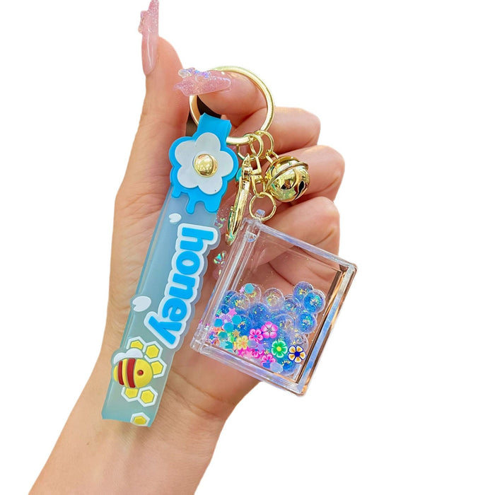 Wholesale Acrylic Quicksand Bottle Oil Keychain JDC-KC-JinM006