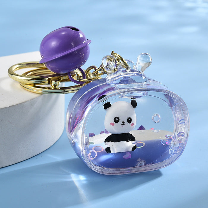 Wholesale Acrylic Oil Floating Doll Panda Keychain JDC-KC-ShuangD015