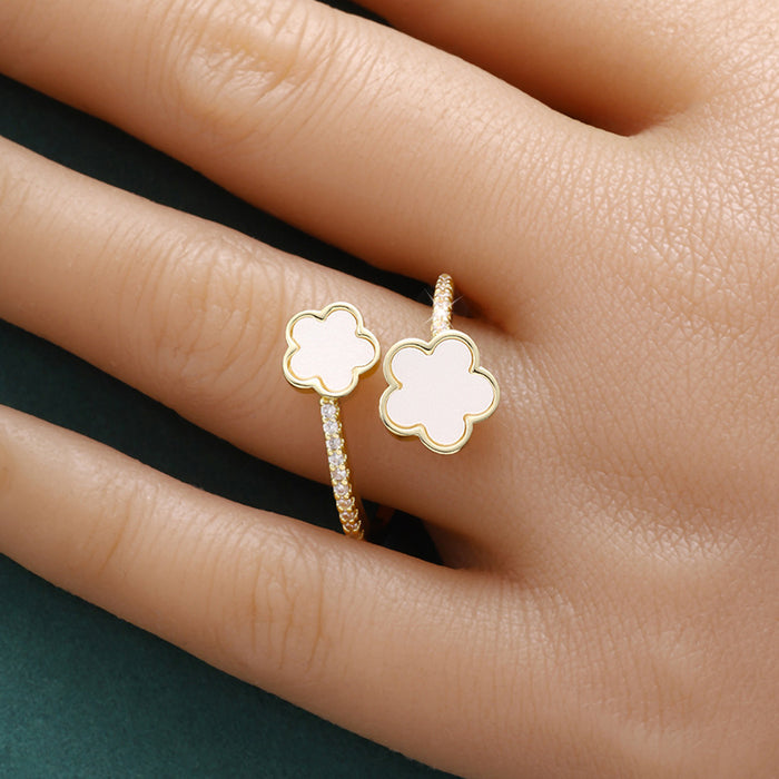 Wholesale Alloy Five Petal Flower Open Ring JDC-RS-ZhuoM003