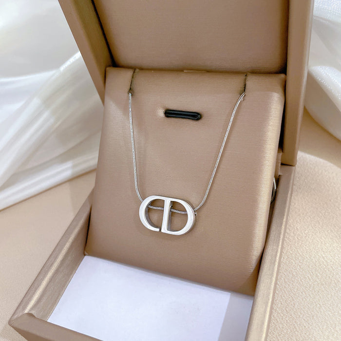 Wholesale Titanium Steel Letter Real Gold Necklace for Women JDC-NE-LG041