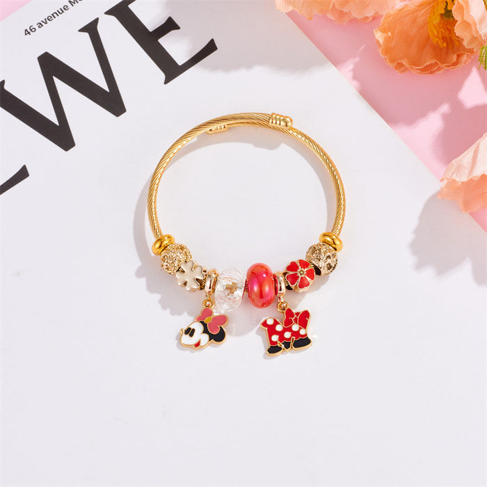 Wholesale Cartoon Beaded Opening Alloy Bracelet JDC-BT-xiaobo008