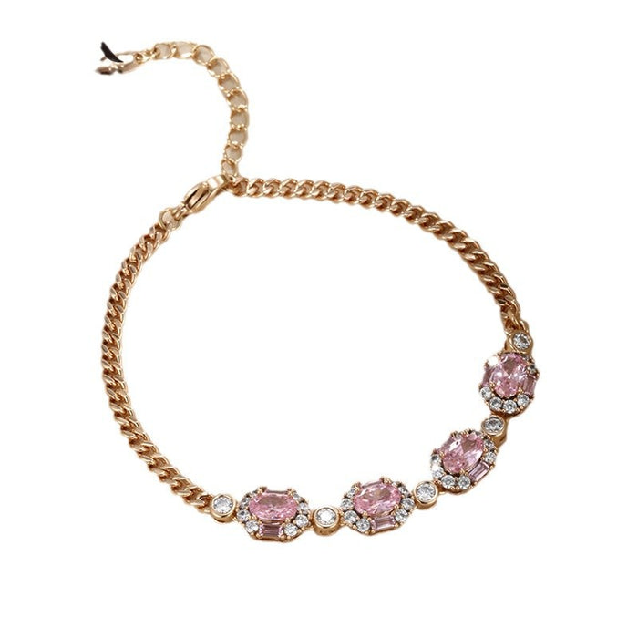 Wholesale Oval Pink Gemstone Bracelet for Women JDC-BT-XP008