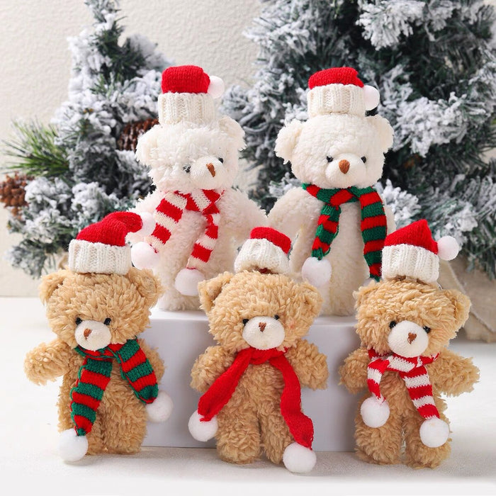 Wholesale Plush Bear Cloth Keychain with Green f and Peaked Hat for Christmas Gift Boutique MOQ≥2