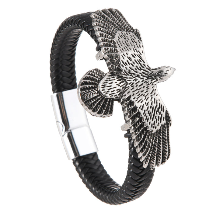 Wholesale Vintage Eagle Spreading Wings Stainless Steel Bracelet Handmade Fashion Accessory