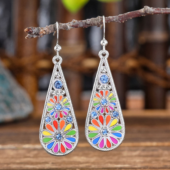 Wholesale Bohemian Geometric Turquoise Earrings Zinc Alloy Fashion Accessory MOQ≥2