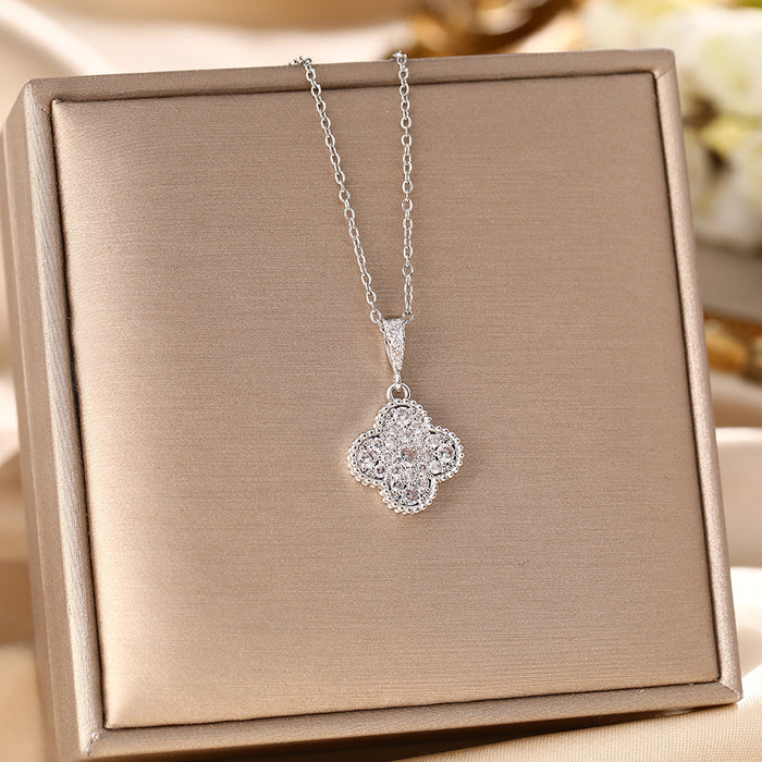 Wholesale Micro-Inlaid Zirconia Silver Titanium Steel Necklace JDC-NE-YinY001