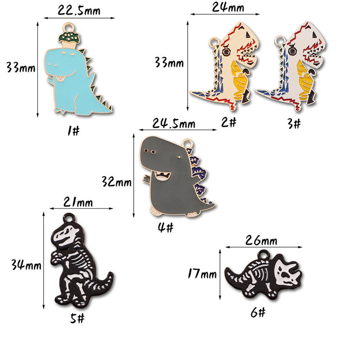 Wholesale 10pcs Cute Big Dinosaur Alloy Oil Drop Pendant Keychain Pendant Accessories