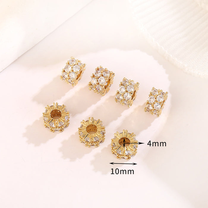 Wholesale 10pcs Copper Plated 18K Real Gold Micropaved Zircon Hollow Spacer Beads JDC-BDS-NanT005