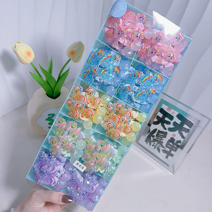 Wholesale 5pcs/ set Cartoon Jelly Colorful Pony Hair Tie Beaded Hair Tie
