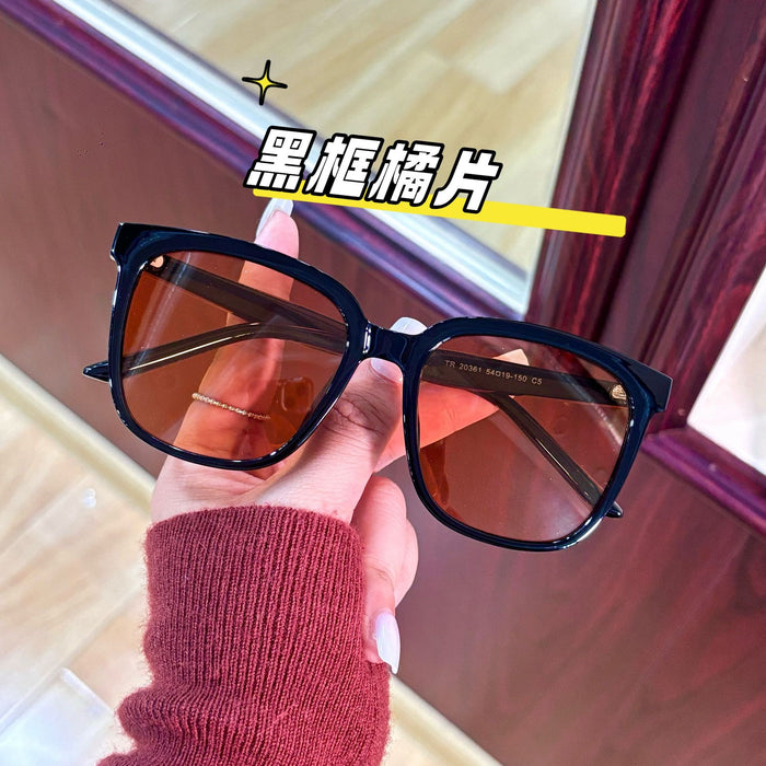 Wholesale New versatile olive green frame sunglasses, fashionable commuting UV resistant glasses, large frame sunglasses