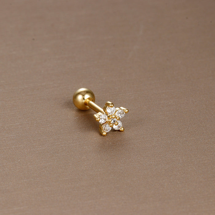 Wholesale Jewelry Stainless Steel Ear Nail Zircon Ball Screw Women