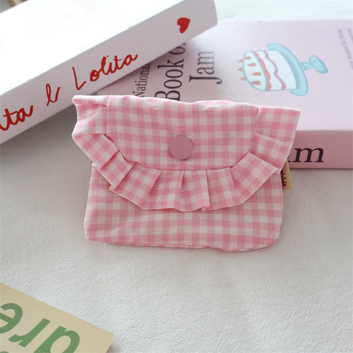 Wholesale Gingham Plaid Flap Pouch Card Holder Wallet For Women Portable Purse For Everyday Use Home Storage