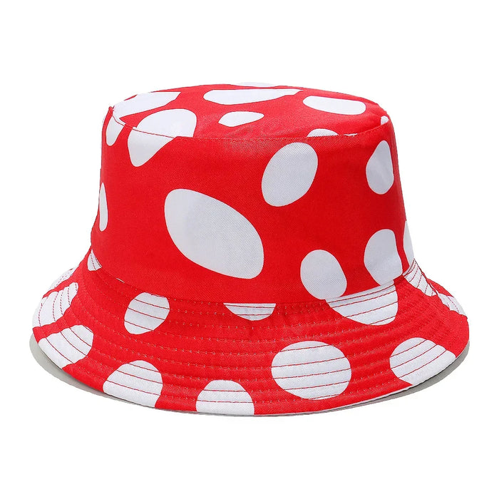 Wholesale Childlike Red and White Mushroom Pattern Double-sided Fisherman Hat for Men and Women Sun Hat