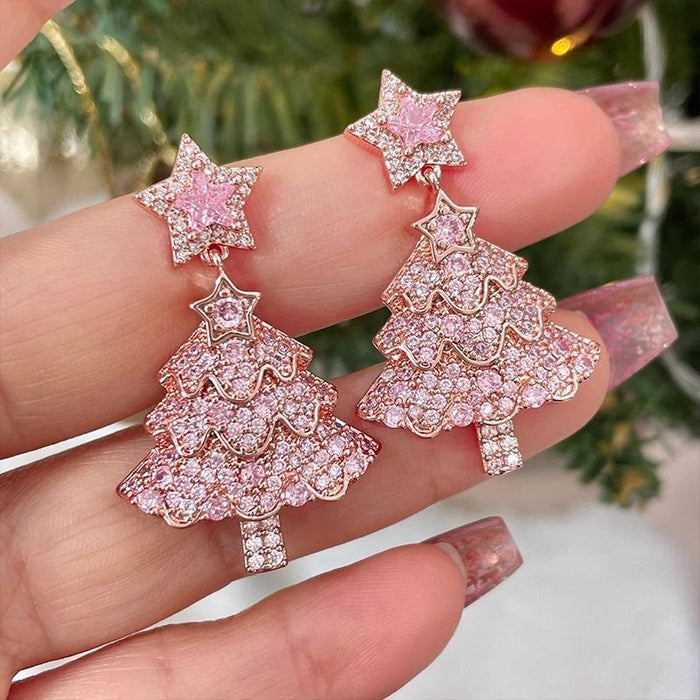 Wholesale Christmas tree-shaped star earrings