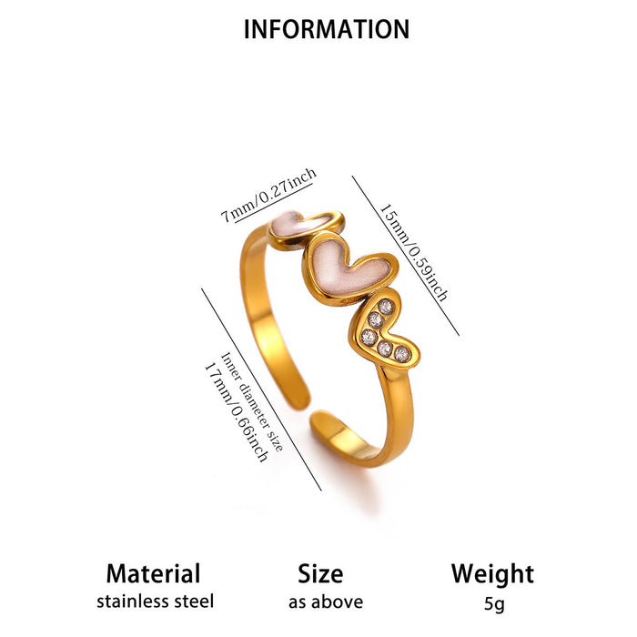 Wholesale Stainless Steel Geometric Open Ring with Micro-Set Zircon Gold Finish Trendy