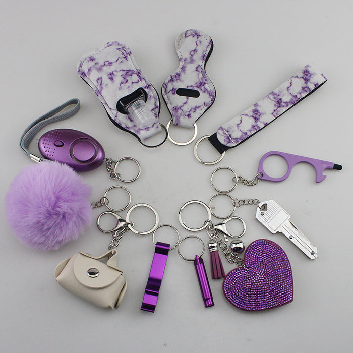 Wholesale Hair Ball Diamond Love Multifunctional DIY 11-piece Keychain JDC-KC-TouMS049