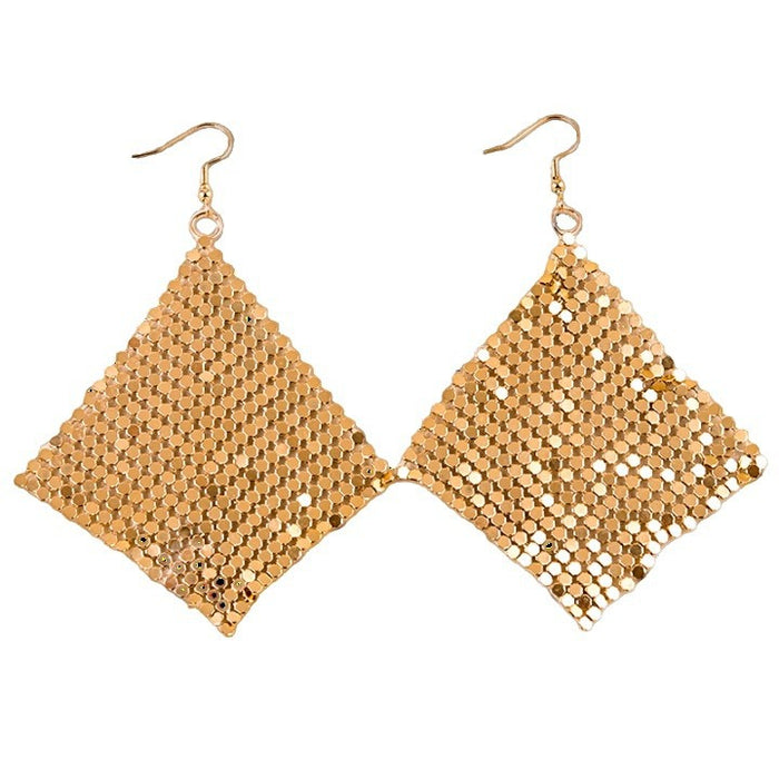 Wholesale Earrings Golden Diamond Square Metal Earrings Exaggerated Earrings Ear Jewelry