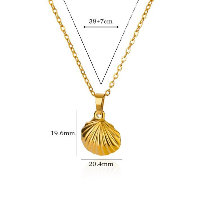 Wholesale Stainless Steel Vintage Simple Shell Starfish Scallop Necklace