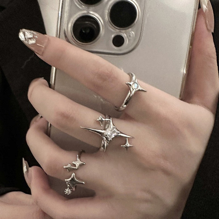 Wholesale Exaggerated lines gold irregular teardrop ring set