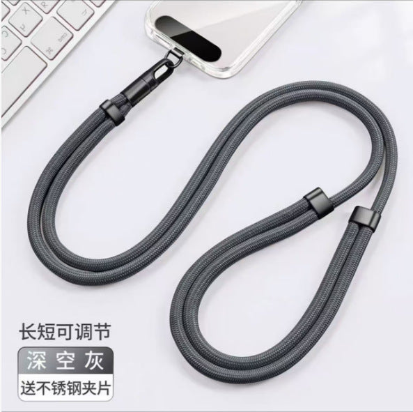 Wholesale Mobile phone lanyard  neck hanging  crossbody  retractable and adjustable anti-lost lanyard with stainless steel clip,  universal style