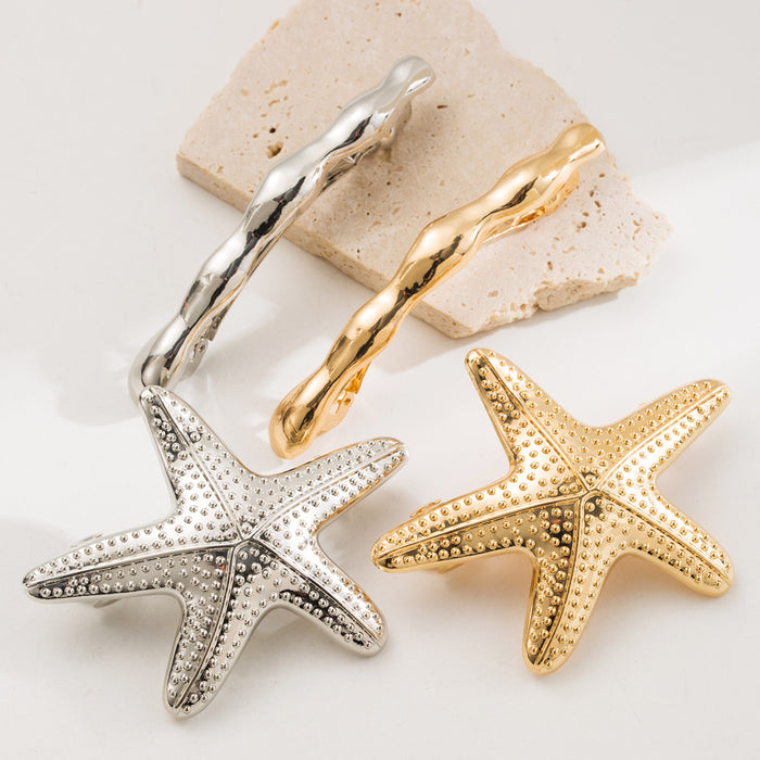 Wholesale Metallic Spring Clip Simple Starfish High-Feeling Hairpin for Women
