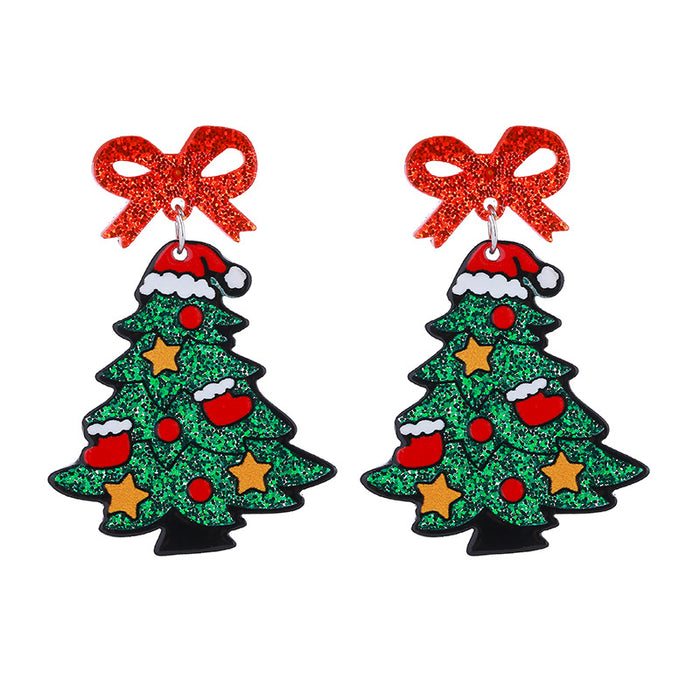 Wholesale New Year Christmas Acrylic Earrings Christmas Tree  Holiday Earrings