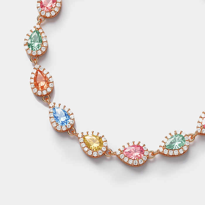 Wholesale Copper Alloy Electroplated Water Drop Zircon Macaron Bracelet Chic Women S Jewelry Party Gift Resale