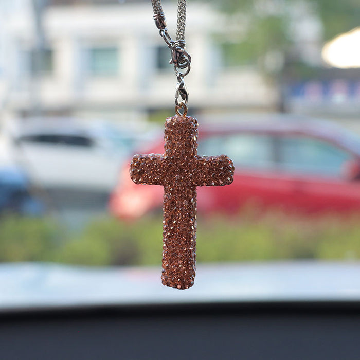 Wholesale Simple Black Rhinestone Cross Car Hanging Ornament Interior Decoration Gift
