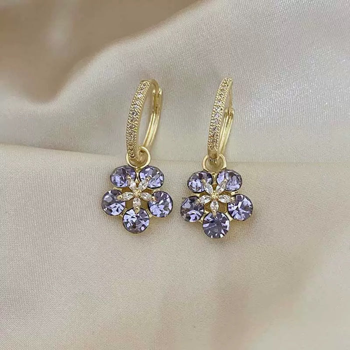 Wholesale super flash flower  ear buckle  earrings design earrings