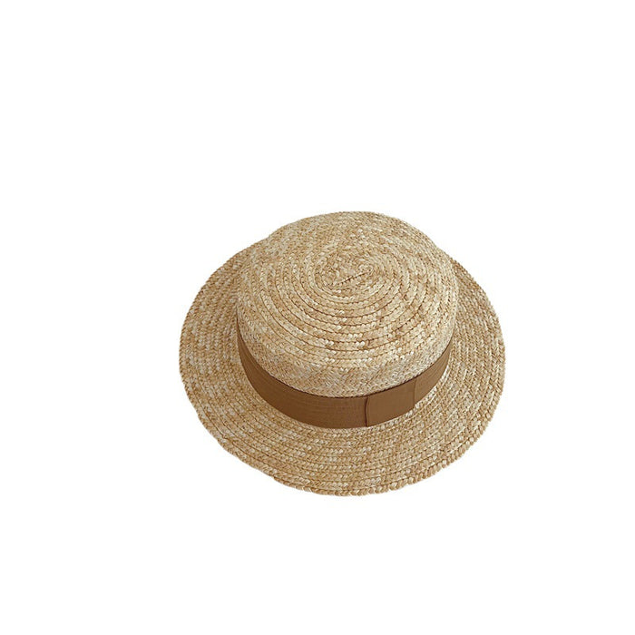 Wholesale children's straw hat western style wheat straw big brim baby beach hat