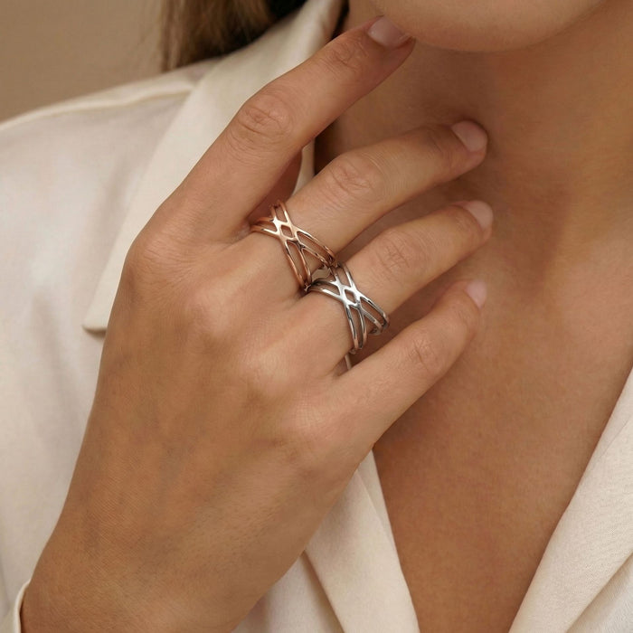 Wholesale French Vintage Cross-Over Openwork Ring