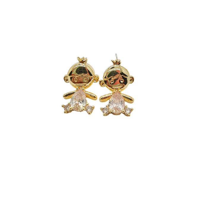 Wholesale  Cartoon Girl 925 Silver Needle Earrings Micro-inlaid Zircon Earrings