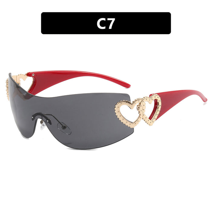 Wholesale Love accessories, one-piece sunglasses, trendy sunglasses, integrated sunglasses