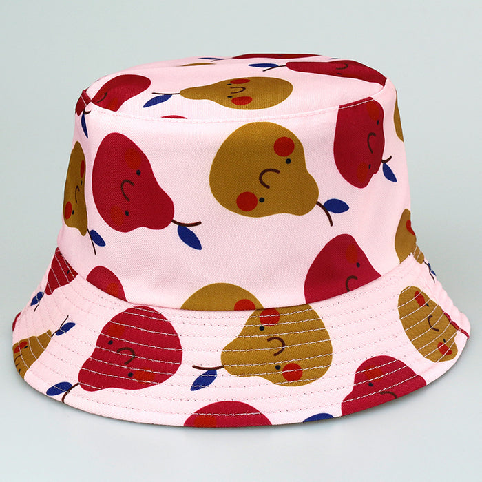 Wholesale  Tropical Fruit  Hat  Trend Double-sided Printed Basin Hat Outdoor Sun Protection Hat