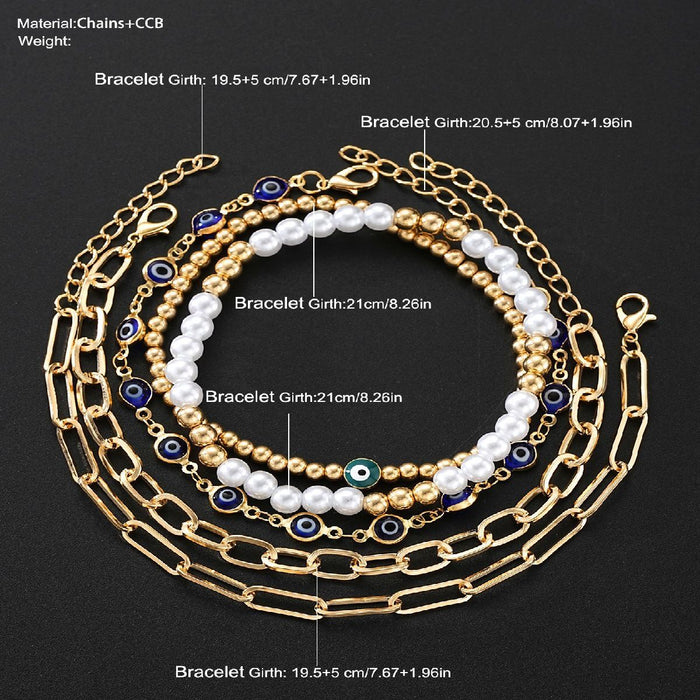 Wholesale Evil Eye Beaded Pearl Bracelet